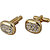 Lucky Jewellery Unique White Color Golden Plated Formal Wedding Shirt, Suit, Blazer Cufflinks Pair Set for Men