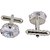 Lucky Jewellery Unique White Color Silver Plated Formal Wedding Shirt, Suit, Blazer Cufflinks Pair Set for Men