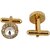 Lucky Jewellery Unique White Color Golden Plated Formal Wedding Shirt, Suit, Blazer Cufflinks Pair Set for Men