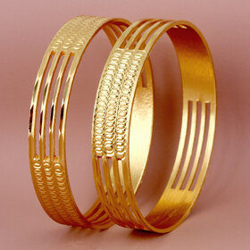 Lucky Jewellery 18K Gold Plated Designer Gold color Traditional Ethinic Bangles set For Women