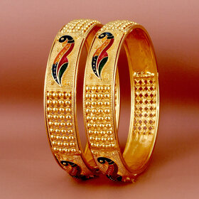Lucky Jewellery 18K Gold Plated Designer Gold color Traditional Ethinic Bangles set For Women