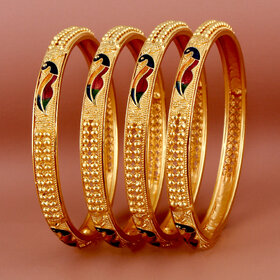 Lucky Jewellery 18K Gold Plated Designer Gold color Traditional Ethinic Bangles set For Women