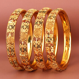 Lucky Jewellery 18K Gold Plated Designer Multi color Traditional Ethinic Bangles set For Women