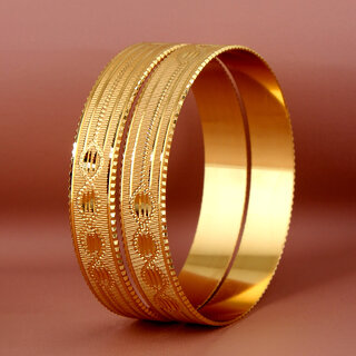 Lucky Jewellery 18K Gold Plated Designer Gold color Traditional Ethinic Bangles set For Women