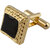 Lucky Jewellery Unique Black Color Golden Plated Formal Wedding Shirt, Suit, Blazer Cufflinks Pair Set for Men