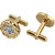 Lucky Jewellery Unique White Color Golden Plated Formal Wedding Shirt, Suit, Blazer Cufflinks Pair Set for Men