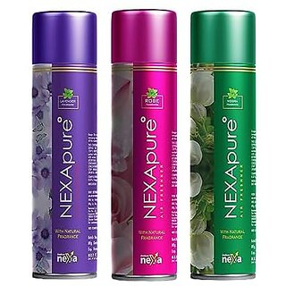 Indkus Nexa Air Freshener Mogra + Lavender And Rose (Pack Of 3) (Each 250Ml)