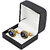 Lucky Jewellery Unique Blue Color Golden Plated Formal Wedding Shirt, Suit, Blazer Cufflinks Pair Set for Men