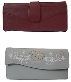Ladies Purse Women And Girls Wallet  Combo Pack - Multicolor (Red)
