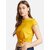 SHE PURE LUXURY WEAR Casual Cap Sleeves Solid Women Yellow Top