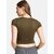 SHE PURE LUXURY WEAR Casual Cap Sleeves Solid Women Dark Green Top