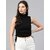 SHE PURE LUXURY WEAR Casual Sleeveless Self Design Women Black Top