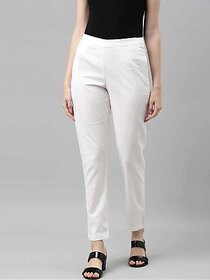 SHE PURE LUXURY WEAR Women Regular Fit White Pure Cotton Trousers