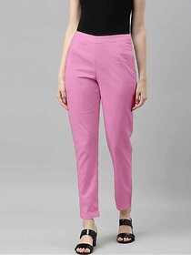 SHE PURE LUXURY WEAR Women Regular Fit Pink Pure Cotton Trousers