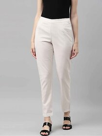 SHE PURE LUXURY WEAR Women Regular Fit White Pure Cotton Trousers