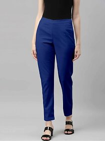 SHE PURE LUXURY WEAR Women Regular Fit Dark Blue Pure Cotton Trousers