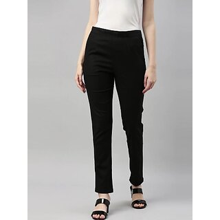SHE PURE LUXURY WEAR Women Regular Fit Black Pure Cotton Trousers