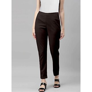 SHE PURE LUXURY WEAR Women Regular Fit Brown Pure Cotton Trousers