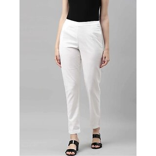 SHE PURE LUXURY WEAR Women Regular Fit White Pure Cotton Trousers
