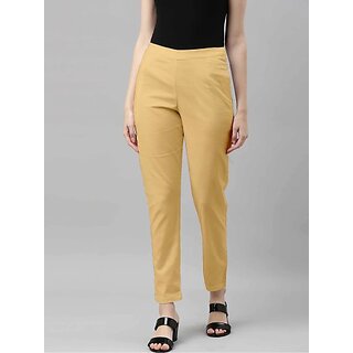 SHE PURE LUXURY WEAR Women Regular Fit Gold Pure Cotton Trousers