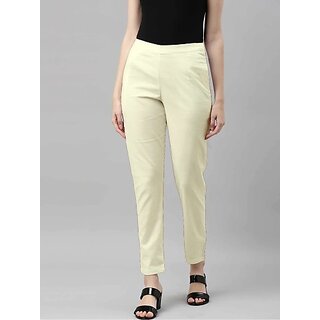 SHE PURE LUXURY WEAR Women Regular Fit Cream Pure Cotton Trousers