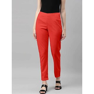 SHE PURE LUXURY WEAR Women Regular Fit Orange Pure Cotton Trousers