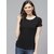SHE PURE LUXURY WEAR Women Solid Round Neck Pure Cotton Black T-Shirt
