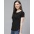 SHE PURE LUXURY WEAR Women Solid Round Neck Pure Cotton Black T-Shirt