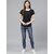 SHE PURE LUXURY WEAR Women Solid Round Neck Pure Cotton Black T-Shirt