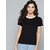SHE PURE LUXURY WEAR Women Solid Round Neck Reversible Organic Cotton Black T-Shirt