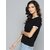 SHE PURE LUXURY WEAR Women Solid Round Neck Reversible Organic Cotton Black T-Shirt