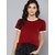 SHE PURE LUXURY WEAR Women Solid Round Neck Reversible Organic Cotton Red T-Shirt