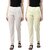 (Pack of 2) She Pure Luxury Wear Women Regular Fit White, Cream Pure Cotton Trousers