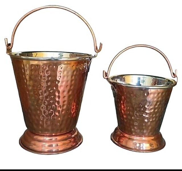Buy Royalstuffs Large Bucket Set Of 2 Handmade Pure Steel Copper Bucket ...
