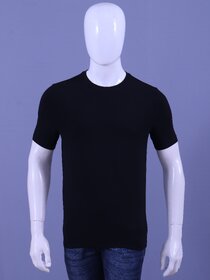 MEN'S BLACK LYCRA CREW NECK T-SHIRTS