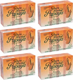 Pure Herbal Papaya Fruity Soap - 135g (Pack Of 6)
