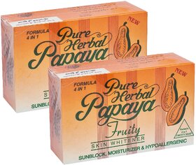 Pure Herbal Papaya Face  Body Soap - Pack Of 2 (135g)