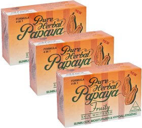 Pure Herbal Papaya Face  Body Soap - Pack Of 3 (135g)