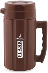 Dhara Stainless Steel Insulated Hot And Cold Thermoware Carafe 1200ml Brown