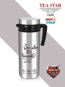 Dhara Stainless Steel Tea Star Insulated Hot And Cold Thermosteel Carafe 1500ml