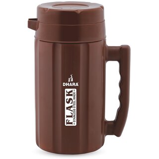 Dhara Stainless Steel Insulated Hot And Cold Thermoware Carafe 1200ml Brown