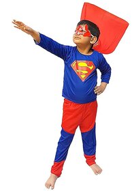Kaku Fancy Dresses Superman Hero Costume For Kids, Red  Blue