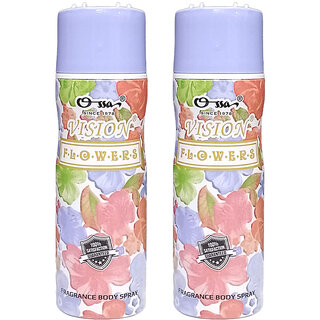 Ossa Vision Flowers Body Spray For Women  Musky Floral And Citrusy Long Lasting Aroma  200ml Each (Pack of 2)