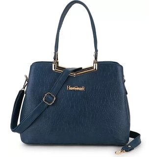 LAIK Handbags for Women| Premium PU Leather Shoulder Bags| Latest Trendy Design Bag| Top Handle Stylish Bag For Ladies | Blue