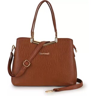 LAIK Handbags for Women Premium PU Leather Shoulder Bags Latest Trendy Design Bag Top Handle Stylish Bag For Ladies  Brown