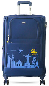 Timus Salsa Plus 68 cm with Soft Spinner Wheels, Medium Cabin Size Travel Luggage with TSA Lock Navy Blue