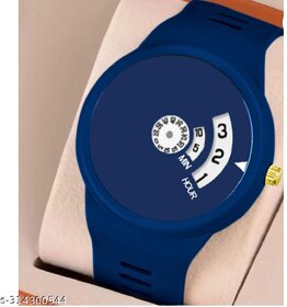 HRV Blue Fancy Hands Round Pu Boy and Men Watch