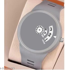 HRV Grey Fancy Hands Round Pu Boy and Men Watch