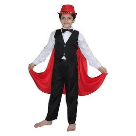 Kaku Fancy Dresses Magician,Performer / Entertainer / Magical Shows Costume -Black  Red  White, For Boys