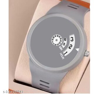 HRV Grey Fancy Hands Round Pu Boy and Men Watch